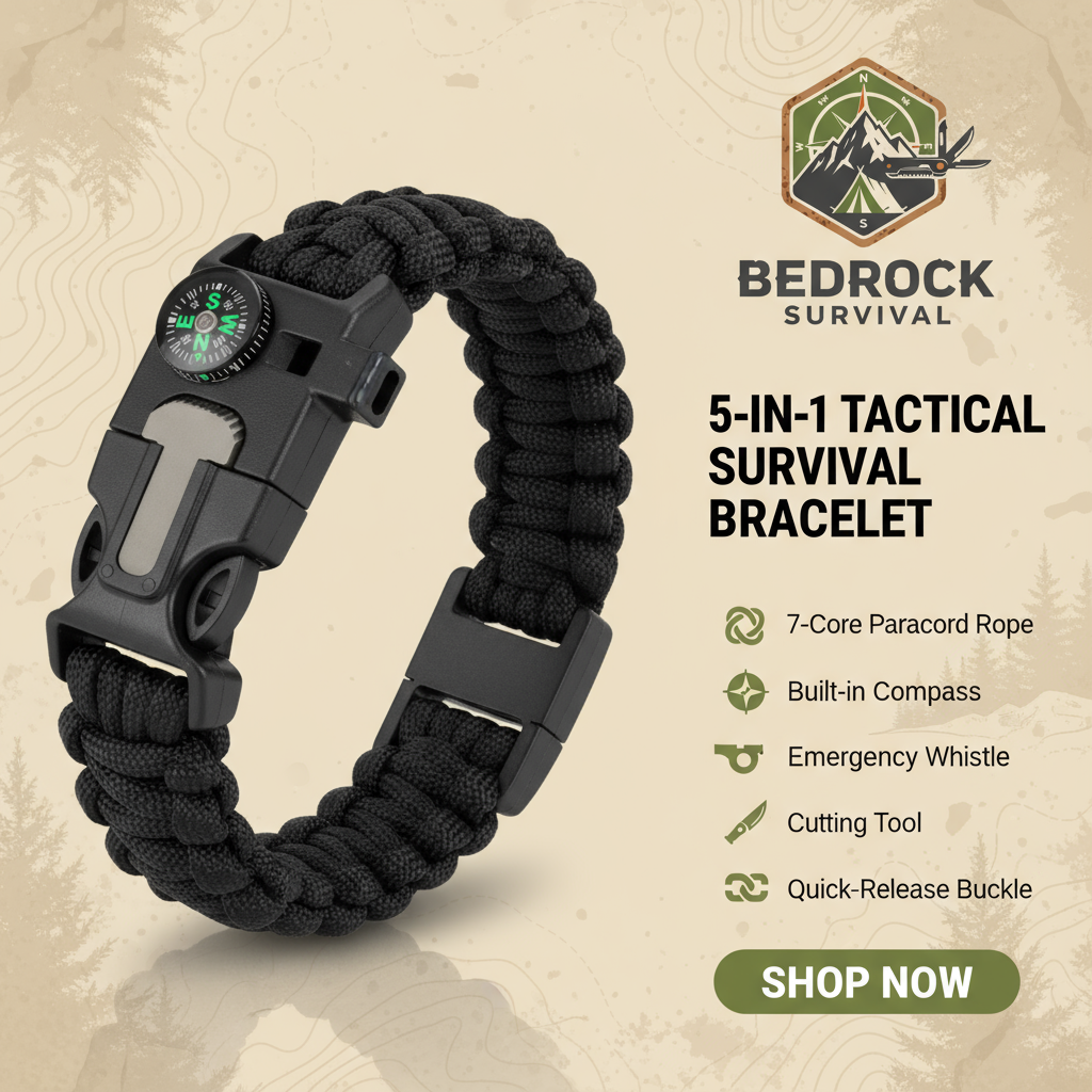 5-in-1 Tactical Survival Bracelet Marketing Banner