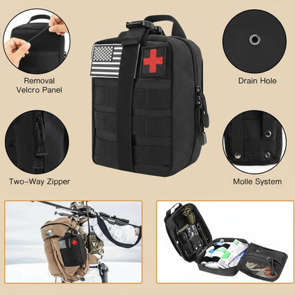 Complete 142-Piece Emergency Survival Kit - First Aid and Tactical Equipment
