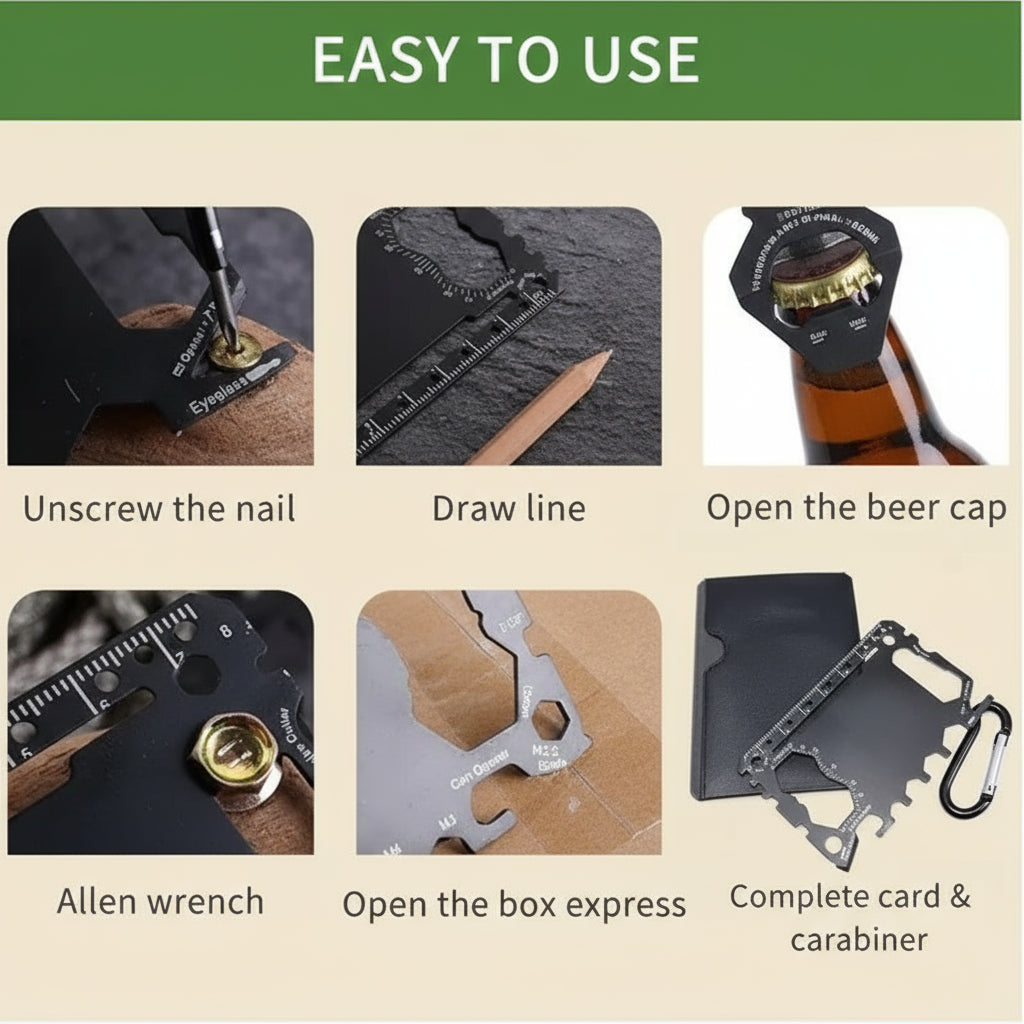 Credit Card Size Tactical Multitool - Pocket EDC Survival Tool Kit