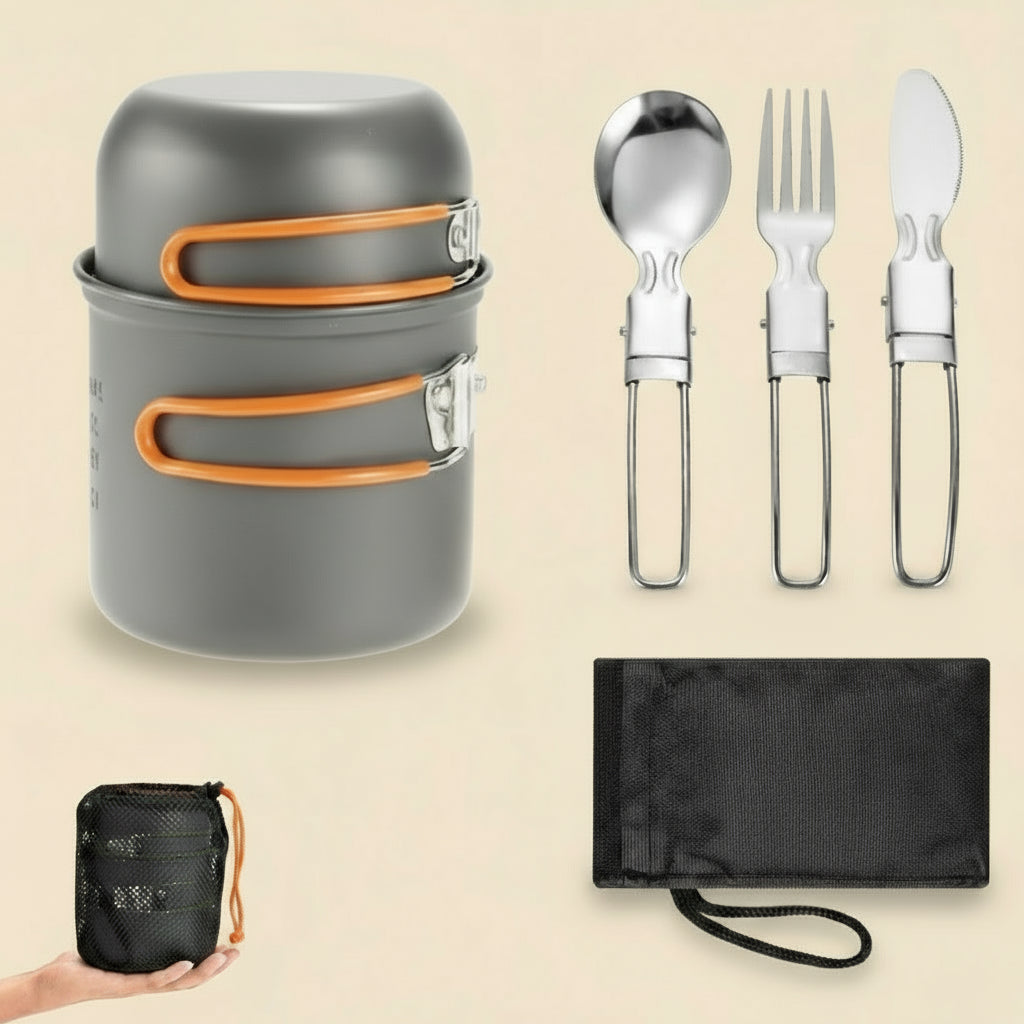 Ultralight Camping Cookware Kit - Complete Outdoor Cooking Set for Hiking & Survival