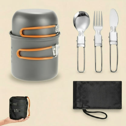 Ultralight Camping Cookware Kit - Complete Outdoor Cooking Set for Hiking & Survival