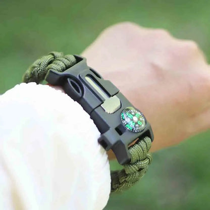 Tactical Survival Bracelet 5-in-1 - Paracord with Compass, Whistle & Cutting Tool