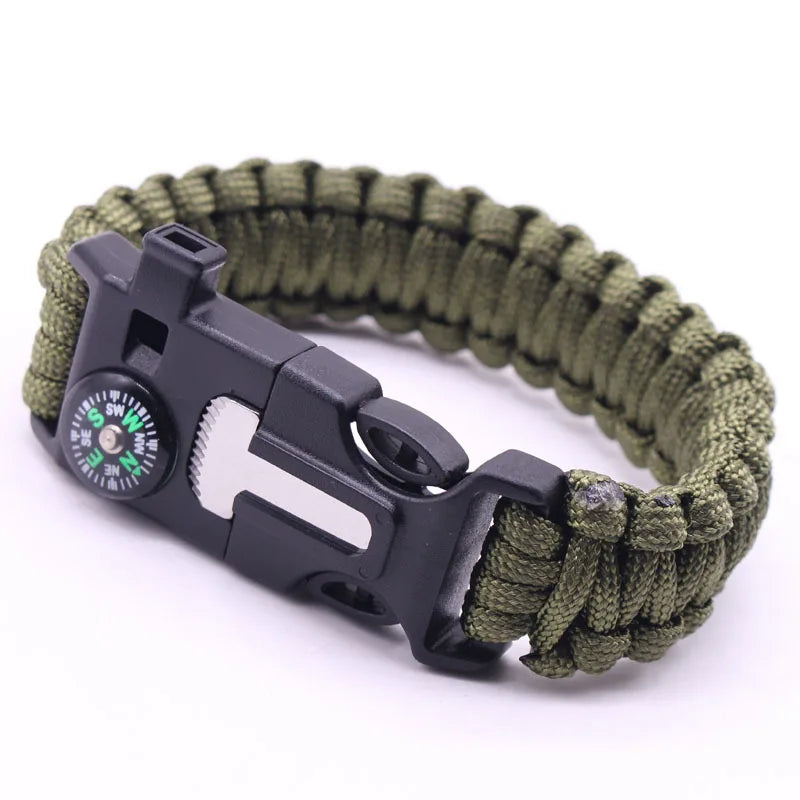 Tactical Survival Bracelet 5-in-1 - Paracord with Compass, Whistle & Cutting Tool