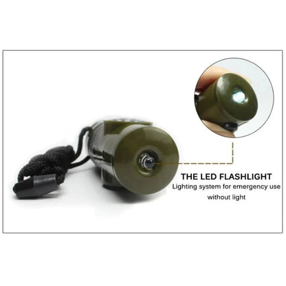 7-in-1 Survival Whistle - Emergency Tool with Compass, LED Light, Thermometer & Mirror