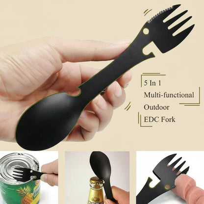 5-in-1 Multifunctional Survival Kit - Tactical Camping Utensils with Bottle Opener EDC Tool