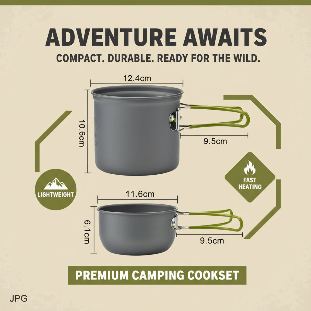 Ultralight Camping Cookware Kit - Complete Outdoor Cooking Set for Hiking & Survival