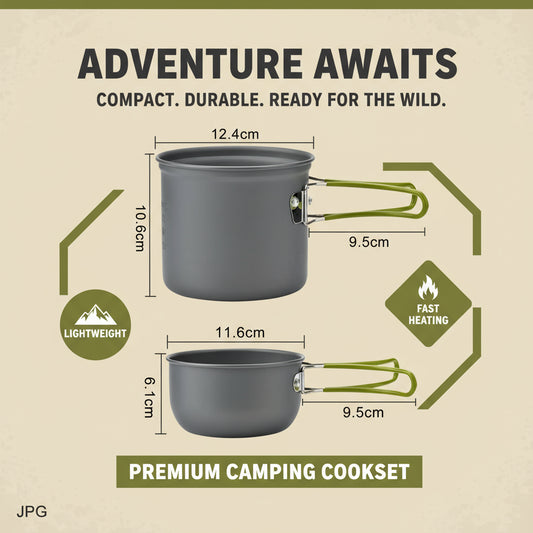 Ultralight Camping Cookware Kit - Complete Outdoor Cooking Set for Hiking & Survival