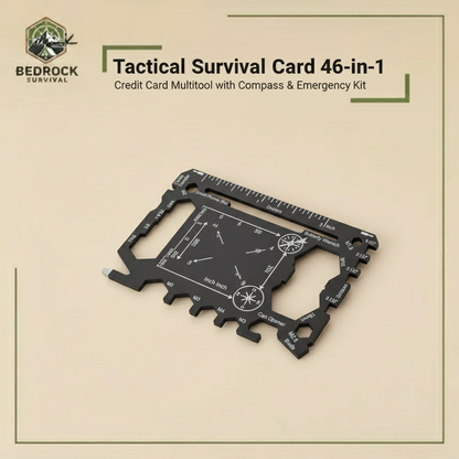 Tactical Survival Card 46-in-1 Credit Card Size EDC Multitool with Compass