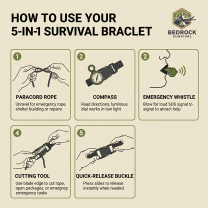 How to Use Your 5-in-1 Survival Bracelet Guide