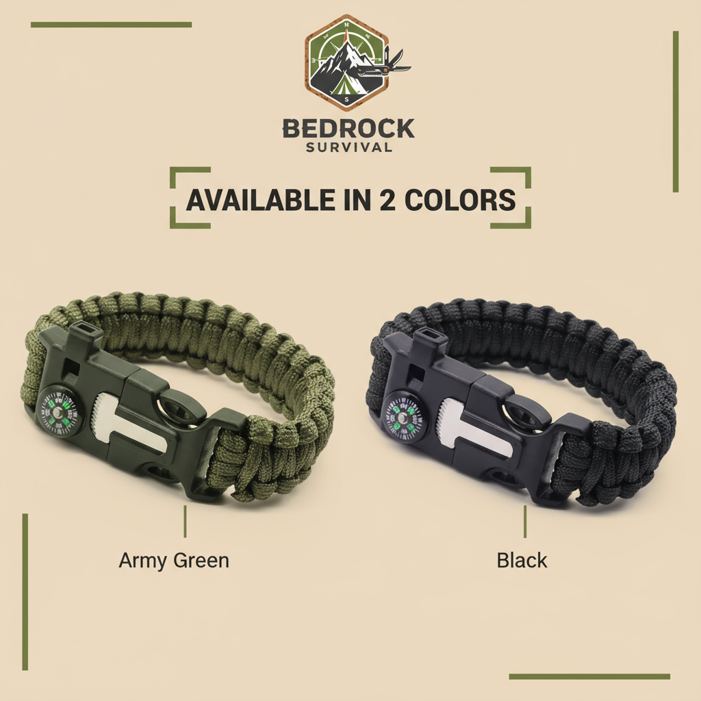 Tactical Survival Bracelet - Two Colors with Bedrock Logo