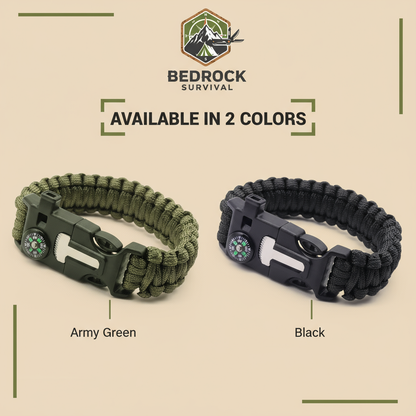 Tactical Survival Bracelet - Two Colors with Bedrock Logo